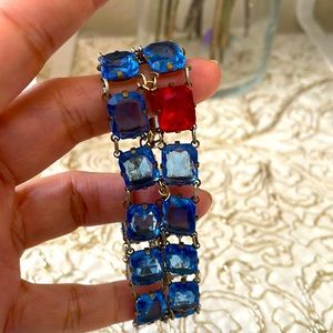Blue Red Glass Square Vintage Bracelet